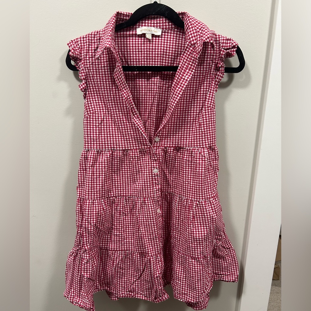 Red Gingham Sleeveless Dress